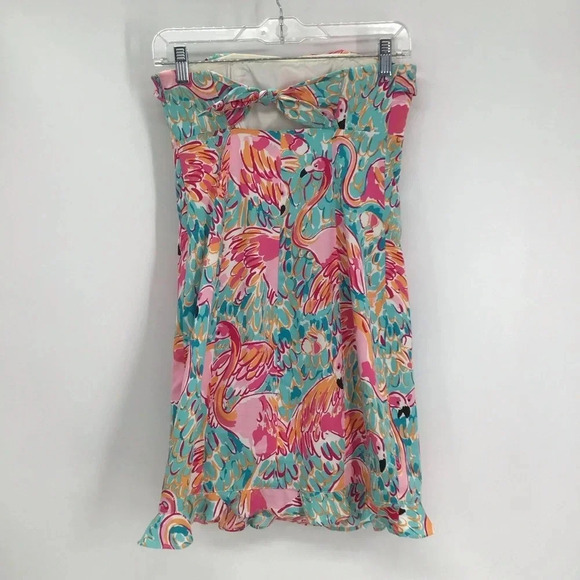 Lilly Pulitzer Franco Printed Flamingo Strapless Summer Beach Dress Size 0 - Picture 3 of 11